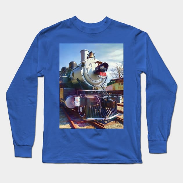 385 Steam Locomotive Long Sleeve T-Shirt by SusanSavad